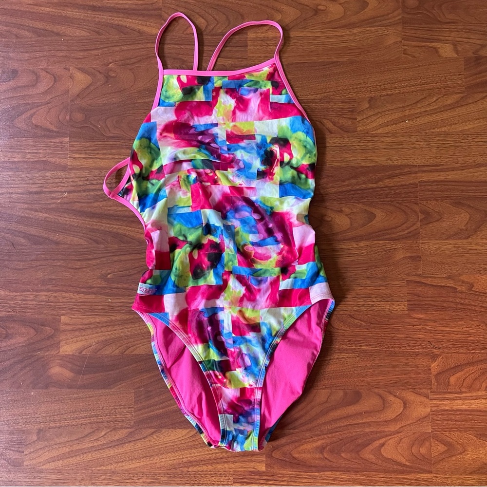 Speedo bathing suit size 14 (40) pink blue purple green